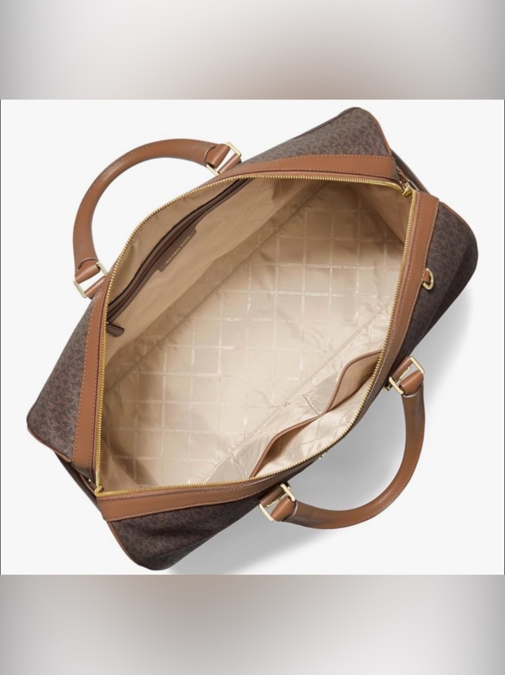 Michael Kors Brown & Black Stripe Bedford XLTravel Duffle & Matching wristlet - Picture 14 of 16